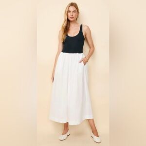 SOLID & STRIPED Samantha cotton poplin jersey midi maxi dress skirt white blue L